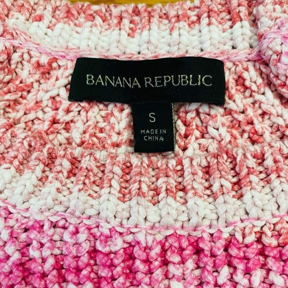 Banana Republic Womens Small Pink Spacedye Cropped Sweater Scoop Neck Ribbed - Picture 3 of 9